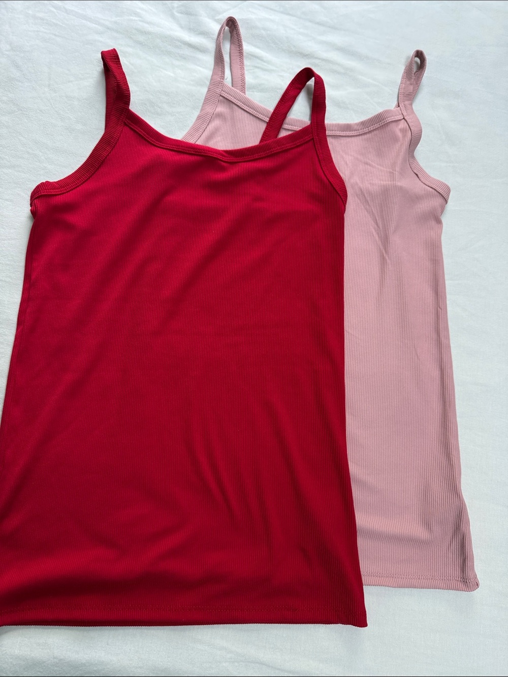 No Boundaries Red and Dusty Pink Ribbed Cami Tanks - Set of 2